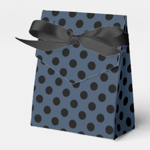 Caja Para Regalos Pos de polka negro sobre gris-azul