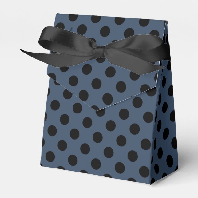 Caja Para Regalos Pos de polka negro sobre gris-azul (Front Side)