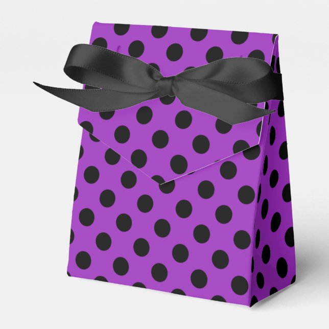 Caja Para Regalos Pos de polka negro sobre morado (Front Side)