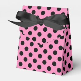 Caja Para Regalos Pos de polka negro sobre rosa