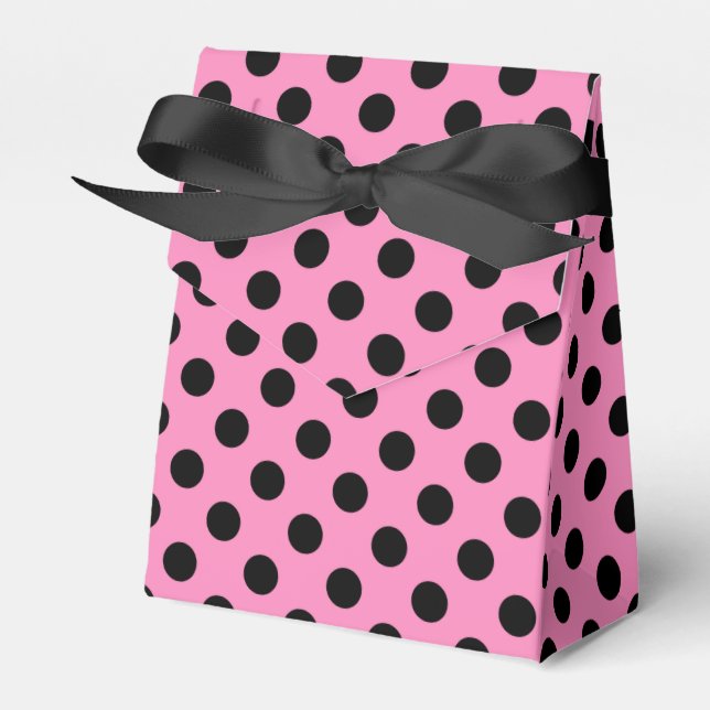 Caja Para Regalos Pos de polka negro sobre rosa (Front Side)