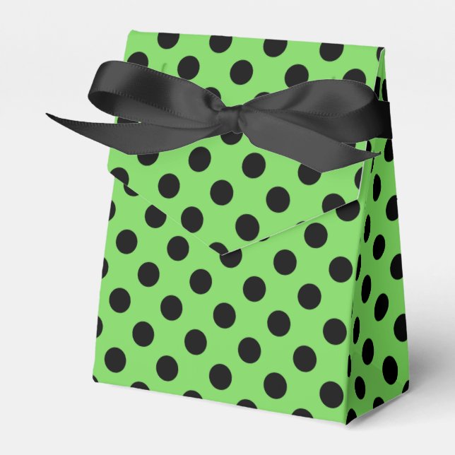 Caja Para Regalos Pos de polka negro sobre verde lima (Front Side)