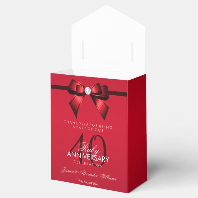 Caja Para Regalos Posh Gem Bow & Ribbon 40° Aniversario Boda (Abierto)