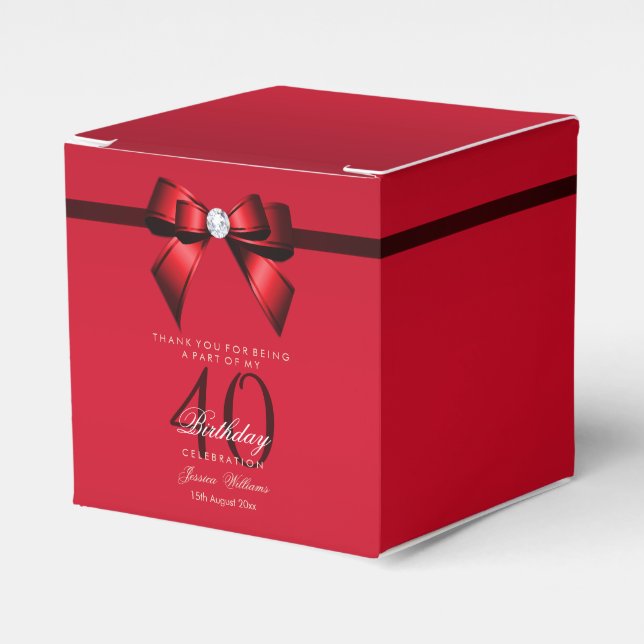 Caja Para Regalos Posh Gem Bow & Ribbon 40 cumpleaños (Costado Anverso)
