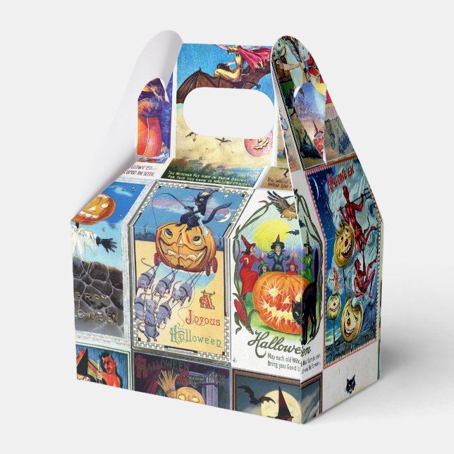 Caja Para Regalos Postal de Halloween Vintage (Reverso)