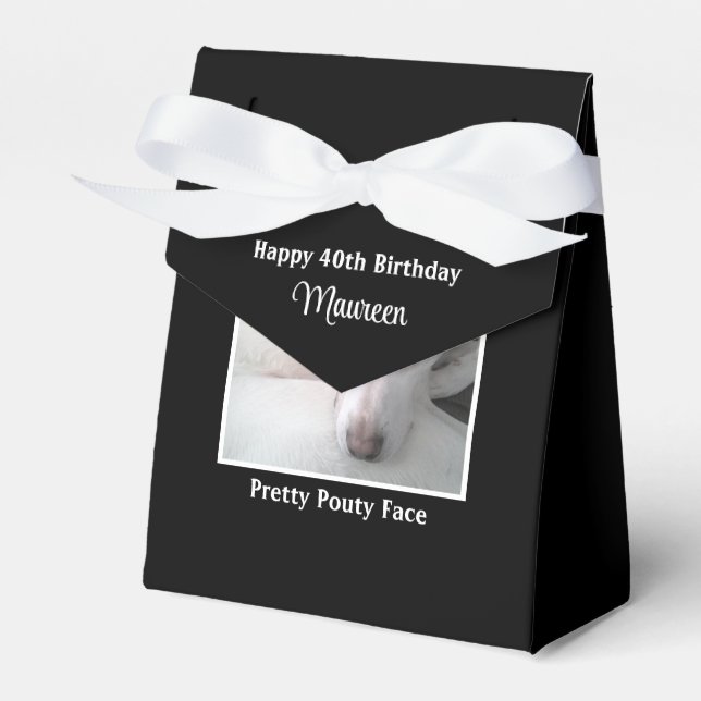 Caja Para Regalos Pouty Face Cute Dog 2 Fotos 40 cumpleaños Negro (Front Side)