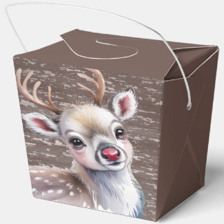 Caja Para Regalos Precioso Reno Blanco Nariz Roja Brillante Cumpleañ
