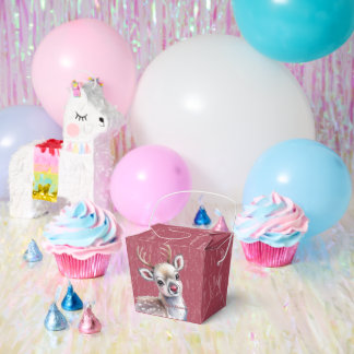 Caja Para Regalos Precioso Reno Blanco Nariz Roja Cumpleaños 