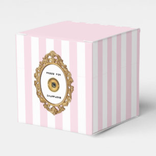 Caja Para Regalos Prensa para Champagne Rayas rosadas y blancas