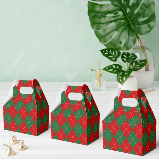 Caja Para Regalos Preppy Argyle Tartán Diamond Plage Verde Rojo (Múltiple)