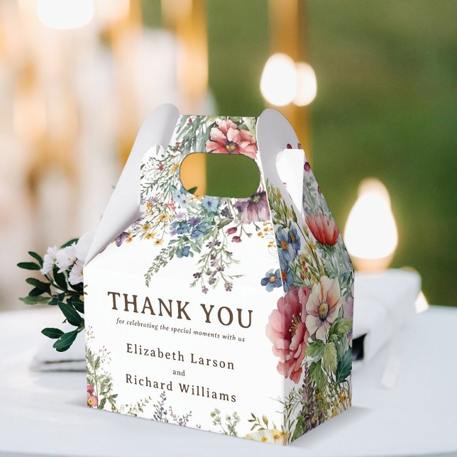 Caja Para Regalos Presupuesto Acuarela Floral de Flores Silvestres C (Budget Colorful Wildflower Floral Watercolor Wedding)