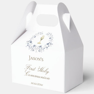 Caja Para Regalos Primer cáliz azul follaje de la Comunión