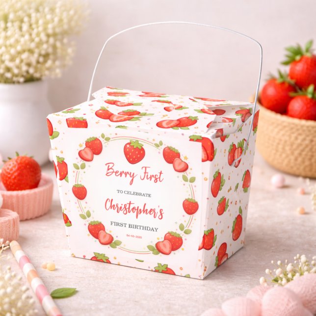 Caja Para Regalos Primer cumpleaños de Berry | Primer cumpleaños de  (Berry First Birthday | Strawberry 1st Birthday Favor Boxes)