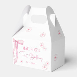 Caja Para Regalos Primer cumpleaños de Bow Elegante Rosado