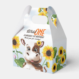Caja Para Regalos Primer cumpleaños de Cow Sunflower Chica