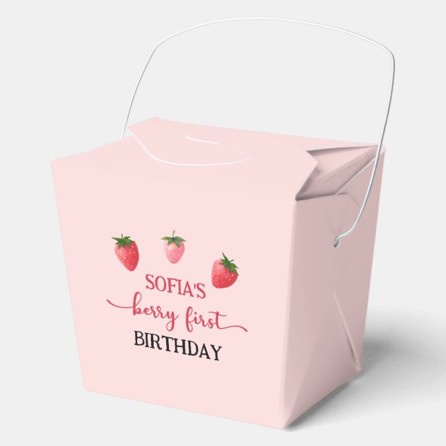 Caja Para Regalos Primer cumpleaños de fresa Berry (Anverso)
