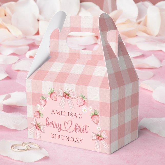 Caja Para Regalos Primer Cumpleaños de Fresa Lindo de Berry (Boda)