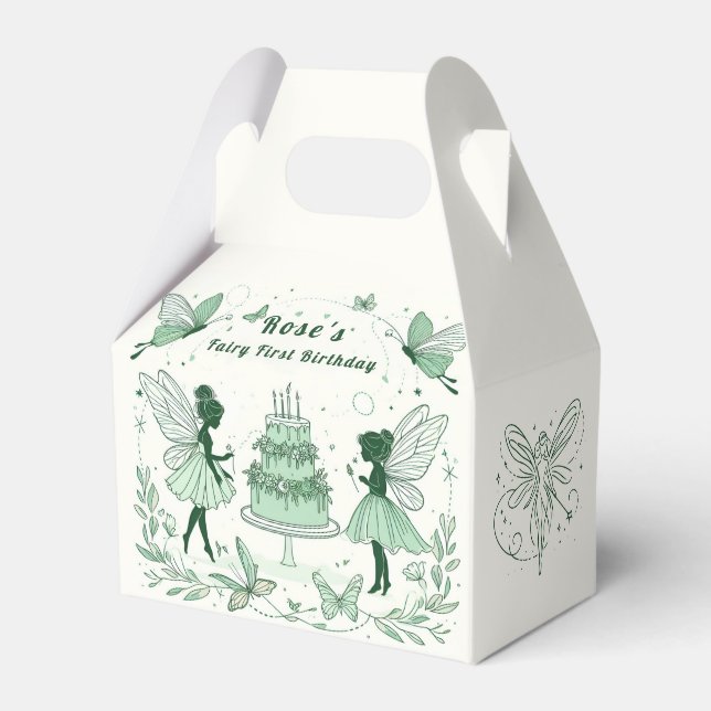 Caja Para Regalos Primer cumpleaños de Hada Verde encantada - (Front Side)