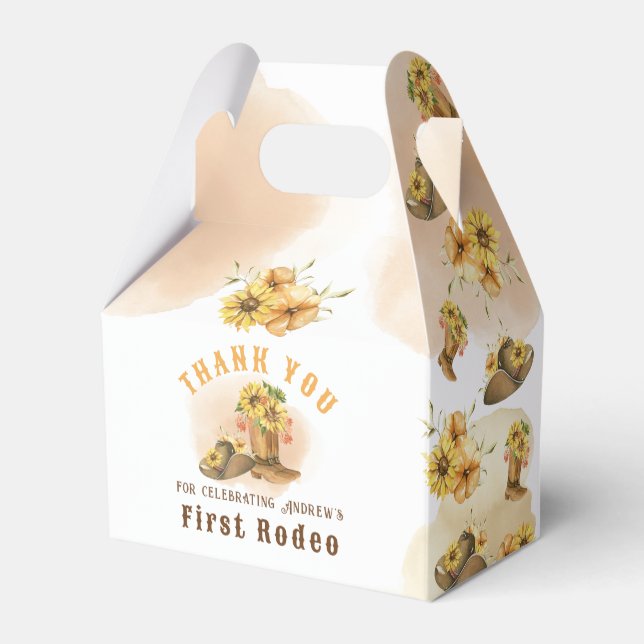 Caja Para Regalos Primer cumpleaños de Rodeo Neutral Southern Cowboy (Reverso)
