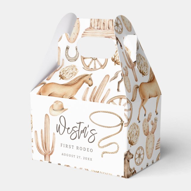 Caja Para Regalos Primer Rodeo Neutral Southern Cowboy Favor del Cum (Front Side)