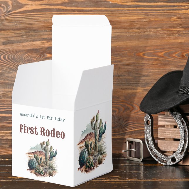Caja Para Regalos Primer Rodeo Occidente Cactus Cumpleaños Retro (Subido por el creador)