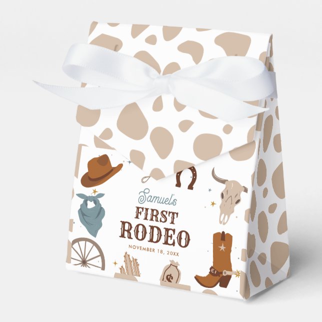 Caja Para Regalos Primer Rodeo Wild West Boy Primer cumpleaños Beige (Front Side)
