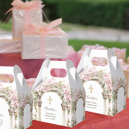 Caja Para Regalos Primera Comunión Arco de Cruces con Florales Rosad