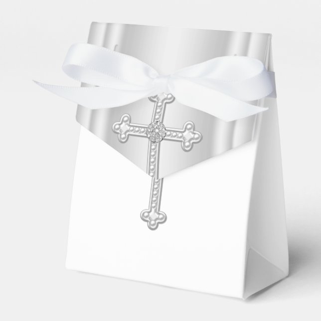 Caja Para Regalos Primera comunión de la elegante Cruz Blanca (Front Side)