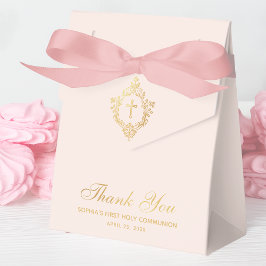 Caja Para Regalos Primera Comunión de Niña Cima Dorada Falsa Rosa