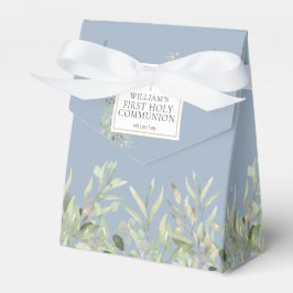Caja Para Regalos Primera Comunión Elegante Verde Foliage Azul