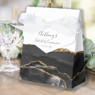 Caja Para Regalos Primera Comunión Escritura Ágata Oro Negro