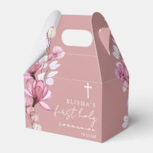 Primera Comunión Floral Rosa Polvo Elegante