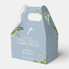Caja Para Regalos Primera Comunión Verde Polvoriento Azul