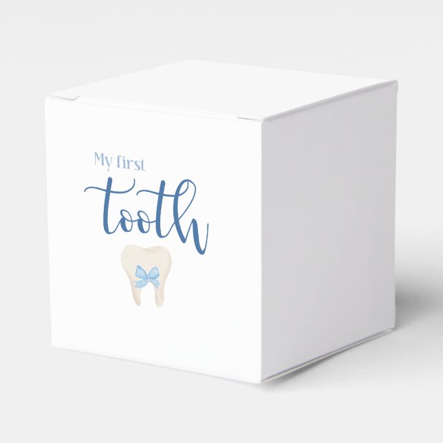 Caja Para Regalos Primeros dientes - Azul Minimalista (Costado Anverso)