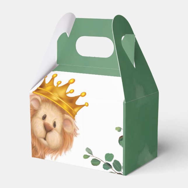 Caja Para Regalos Prince Lion Golden Crown Boy Baby Shower (Front Side)