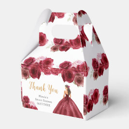 Caja Para Regalos Princesa con vestido rojo dulce Dieciséis gracias