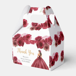 Caja Para Regalos Princesa con vestido rojo dulce Dieciséis gracias