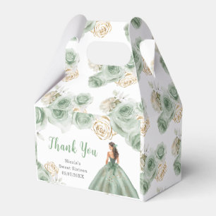 Caja Para Regalos Princesa con vestido verde dulce Dieciséis gracias