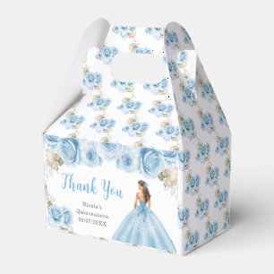 Caja Para Regalos Princesa con vestimenta azul Quinceanera Gracias