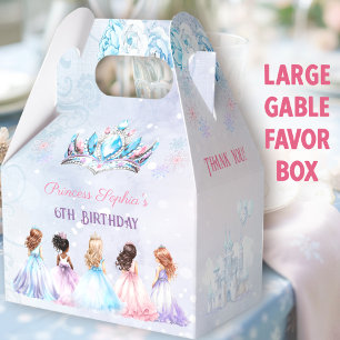 Caja Para Regalos Princesa Corona Invierno Morado Chica Cumpleaños G