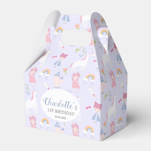Caja Para Regalos Princesa de cuento de hadas rosa Unicornio Fiesta  (Front Side)