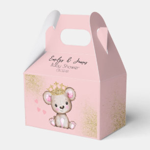 Caja Para Regalos Princesa de ducha de bebé rosa y dorado brillante