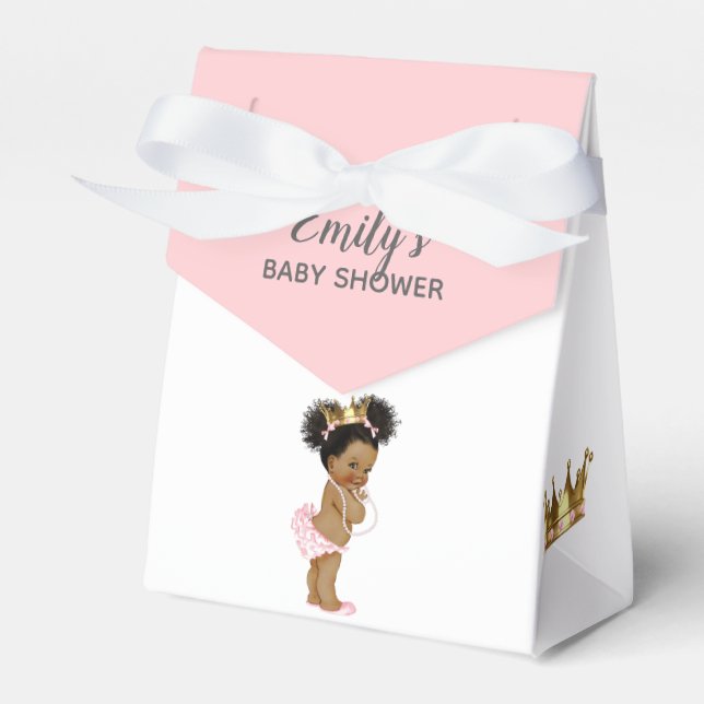Caja Para Regalos Princesa de época Baby Shower afroamericano (Front Side)