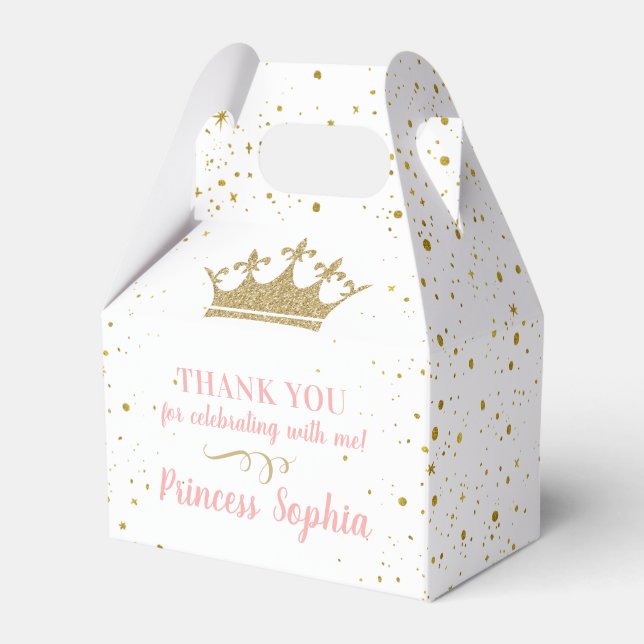 Caja Para Regalos Princesa Fiesta Crown Pink Gold Gracias (Front Side)