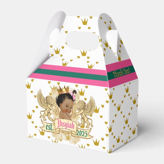 Caja Para Regalos Princesa Real Africana Rosa y Verde Elegante (Front Side)
