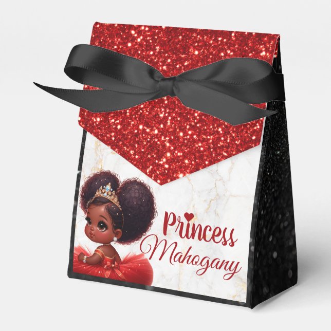 Caja Para Regalos Princesa Real Purpurina de ducha Rojo/Negro (Front Side)