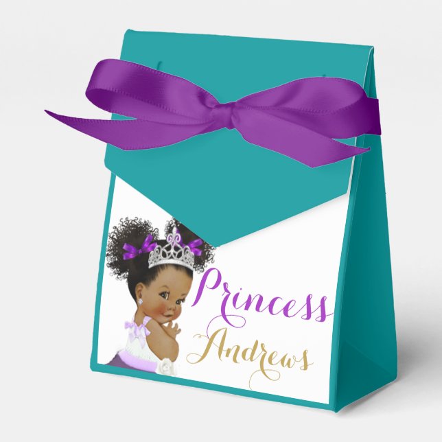 Caja Para Regalos Princesa Real Verde azulada morada y dorada elegan (Front Side)