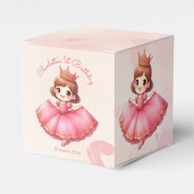 Caja Para Regalos Princesa rosa personalizable (Costado Anverso)