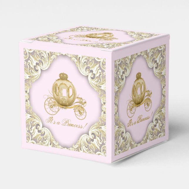 Caja Para Regalos Princesa Rosa y Dorado (Costado Anverso)