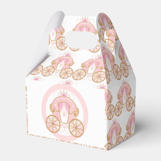 Caja Para Regalos Princesa Royal Carriage Pink & Gold Birday Party (Front Side)